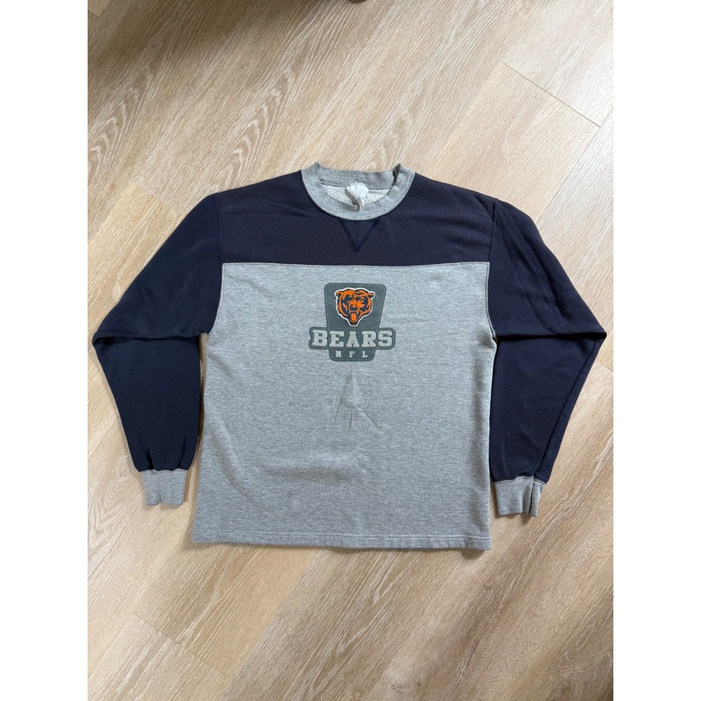 NFL Vintage Chicago Bears Graphic Sweatshirt Grey Navy Blue - Size Large